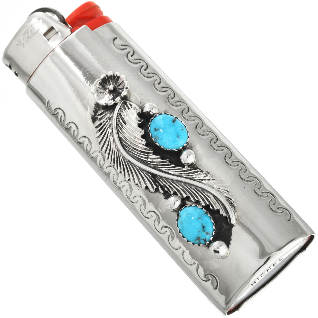 Turquoise Coral Silver Lighter Case