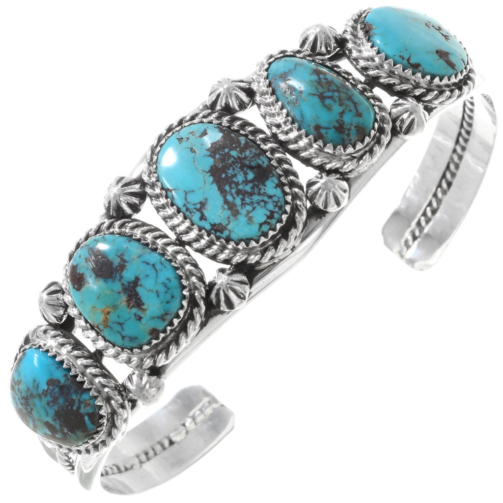 Stone Wrap Bracelet/Necklace - Turquoise/Silver - Stone of the Sky