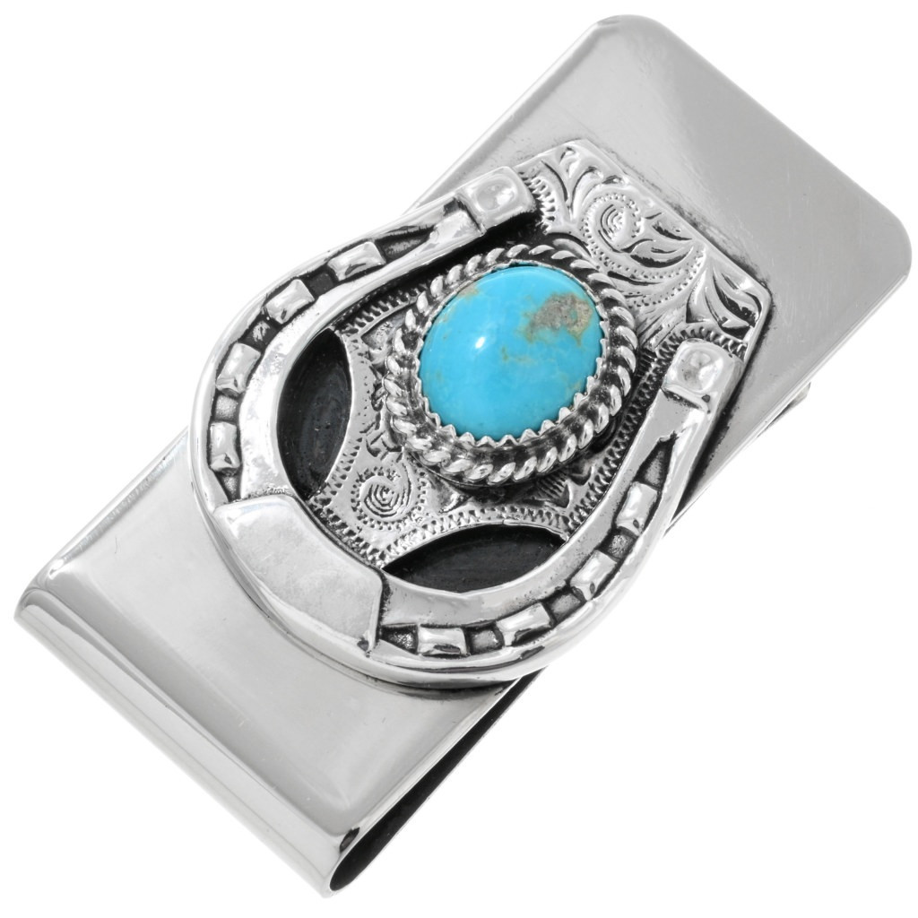【Navajo】Native American Money Clip ターコイズ Turquoise Money Clip by Navajo – Gallup Trading