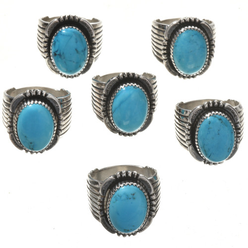 Sterling Sizes 9 to 11 Nice Navajo Blue Turquoise Silver Mens Ring 28735