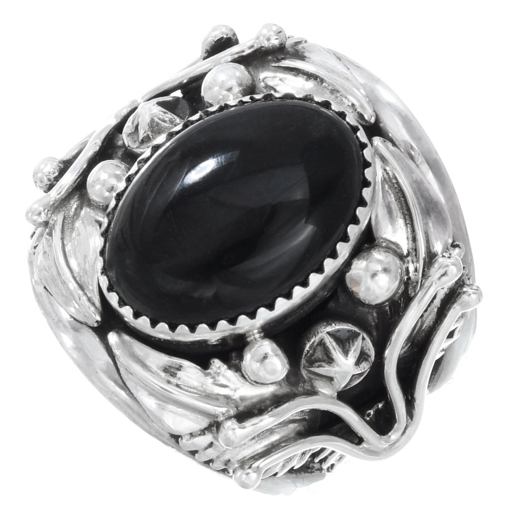 Sizes 9 to 15 Big Boy Handmade Navajo Black Onyx Silver Mens Ring