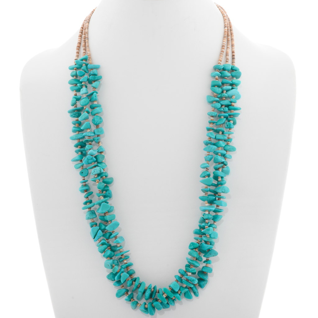 Navajo Turquoise Nugget Heishi Necklace 