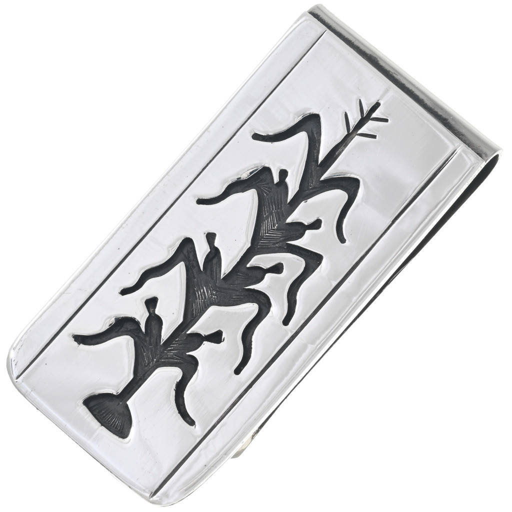 小物 Navajo Money Clip Navajo Overlaid Silver Money Clip Cornstalk Pattern 33274