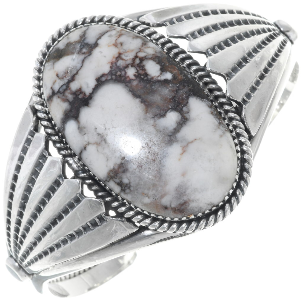 Wild Horse Magnesite Silver Cuff Sterling Gemstone Bracelet34504