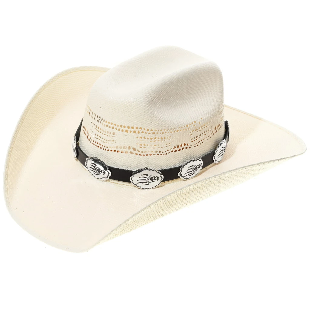 Navajo Silver Concho Bear Paw Hatband 35126 display picture 2