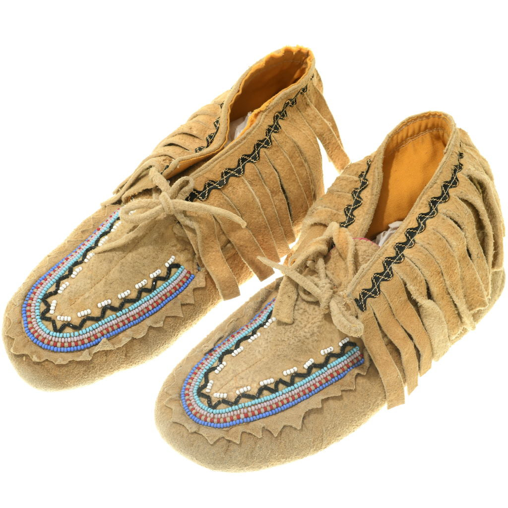 Vintage Indian Beaded Leather Moccasins 