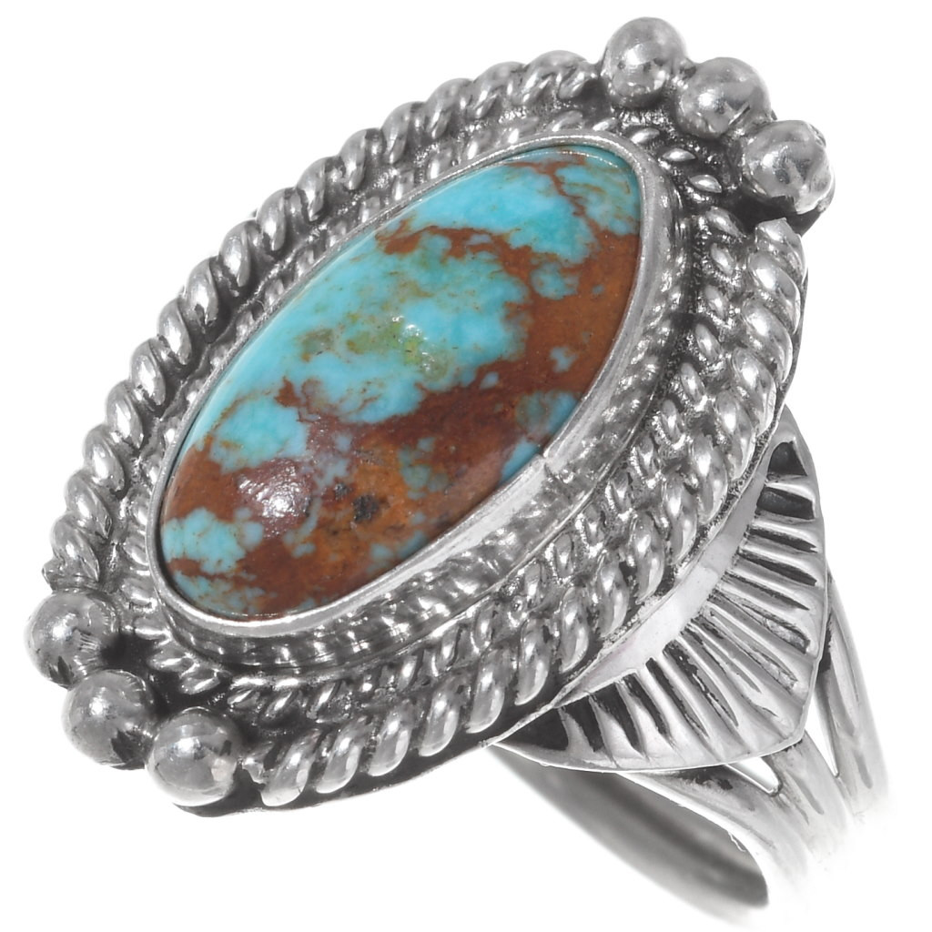 Native American Turquoise Silver Ladies Ring 35933