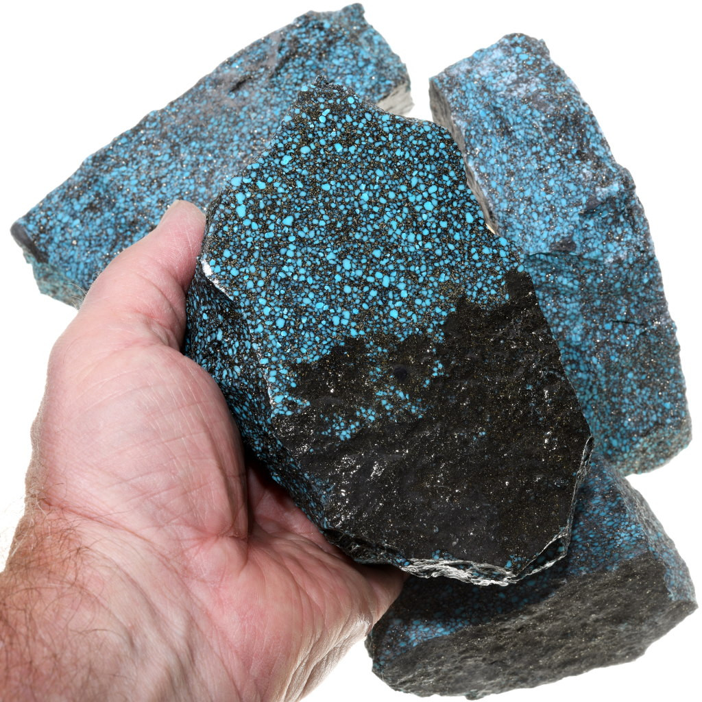 Spiderweb Turquoise Gibbsite Cabbing Rough Pyrite Crystal Shine $.50 ...