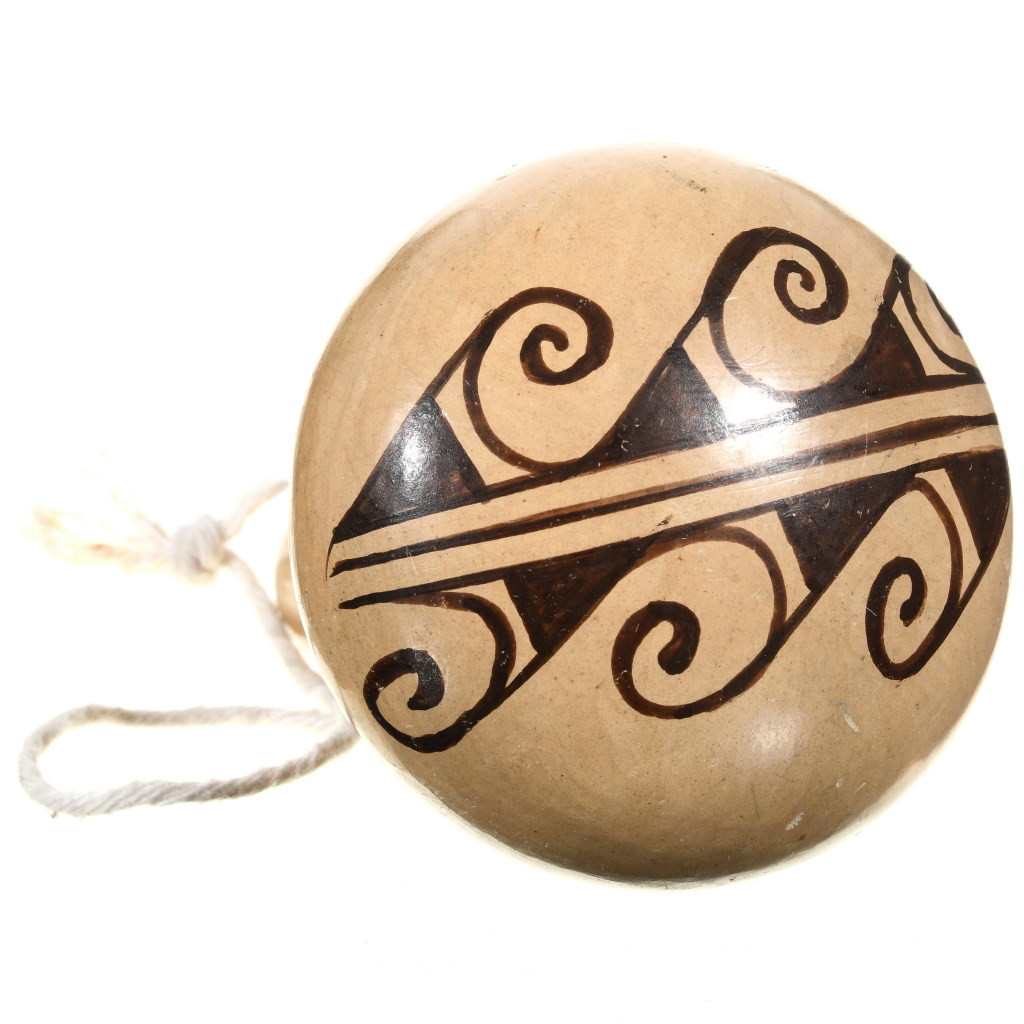 Small Clay Vintage Hopi Pottery Rattle Moisture Patterns 39886