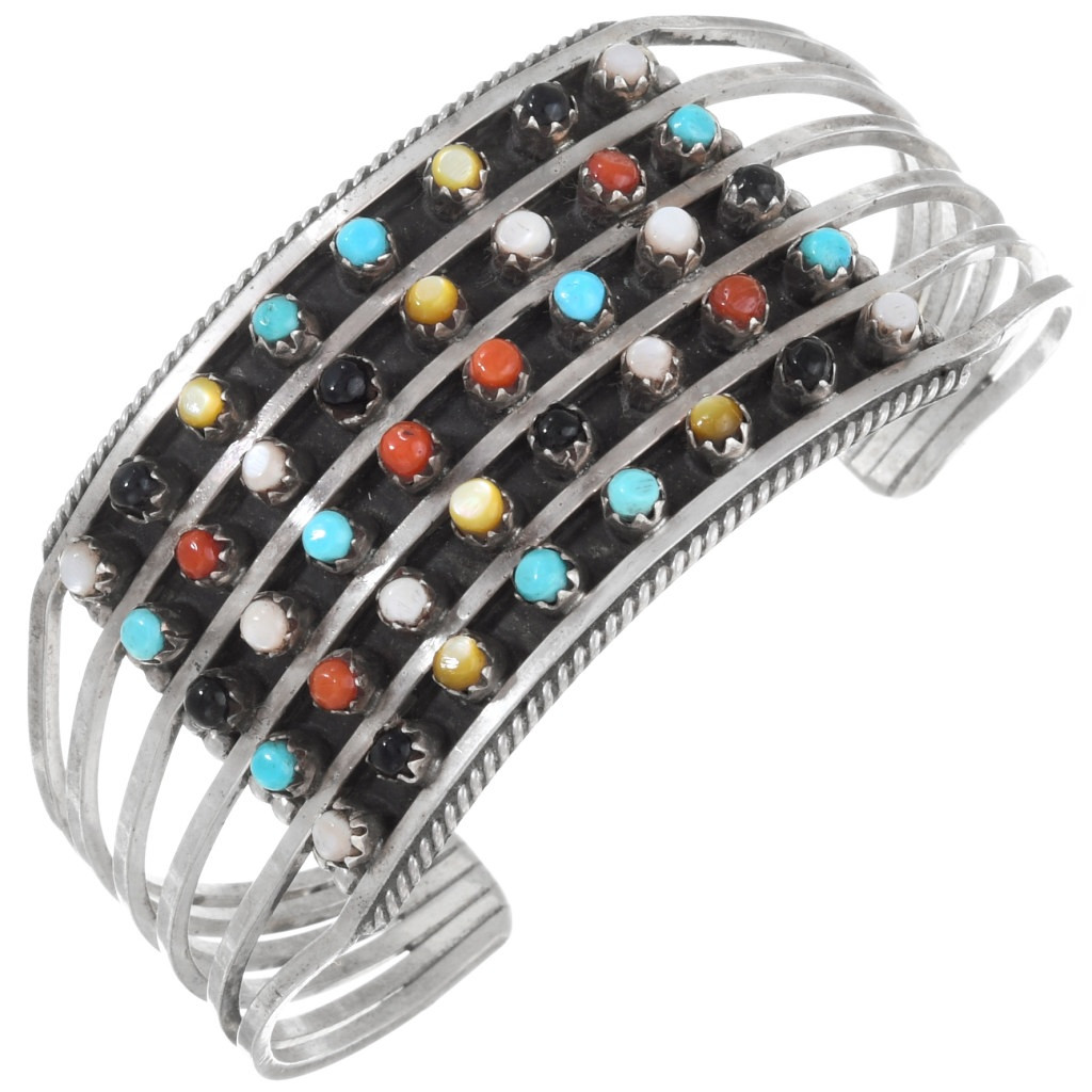 Stone and Strand Flat Cuff Bracelet