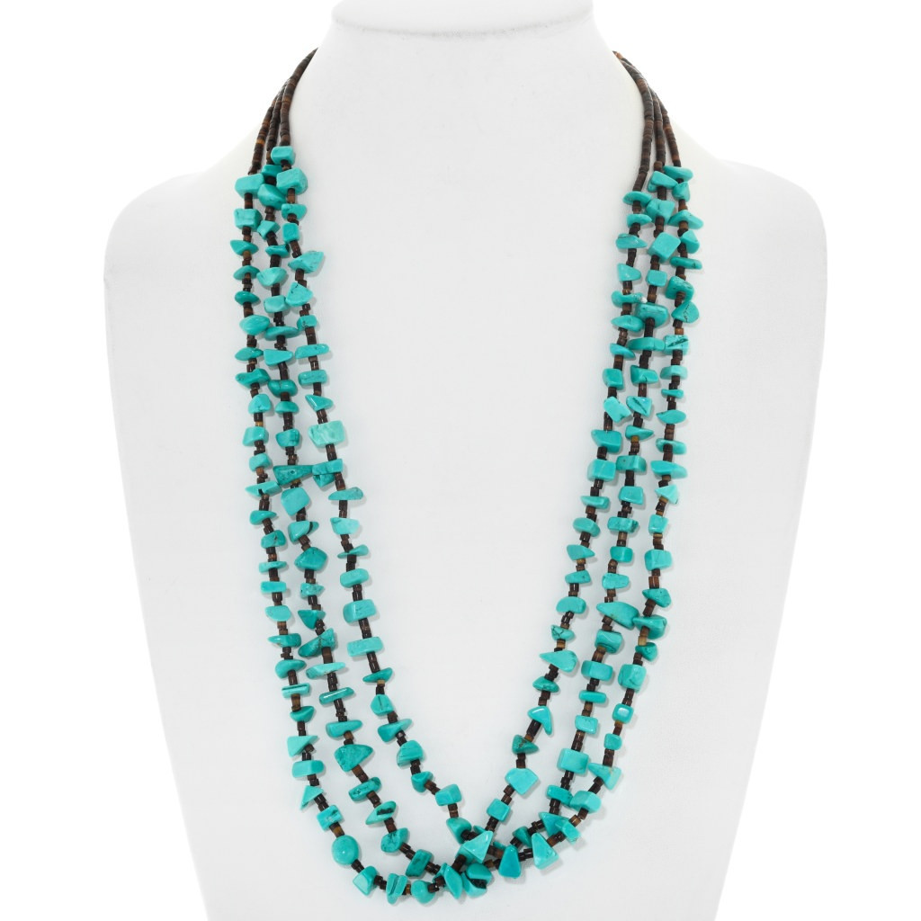 Affordable Three Strand Navajo Turquoise Chip Necklace Ladies or 1