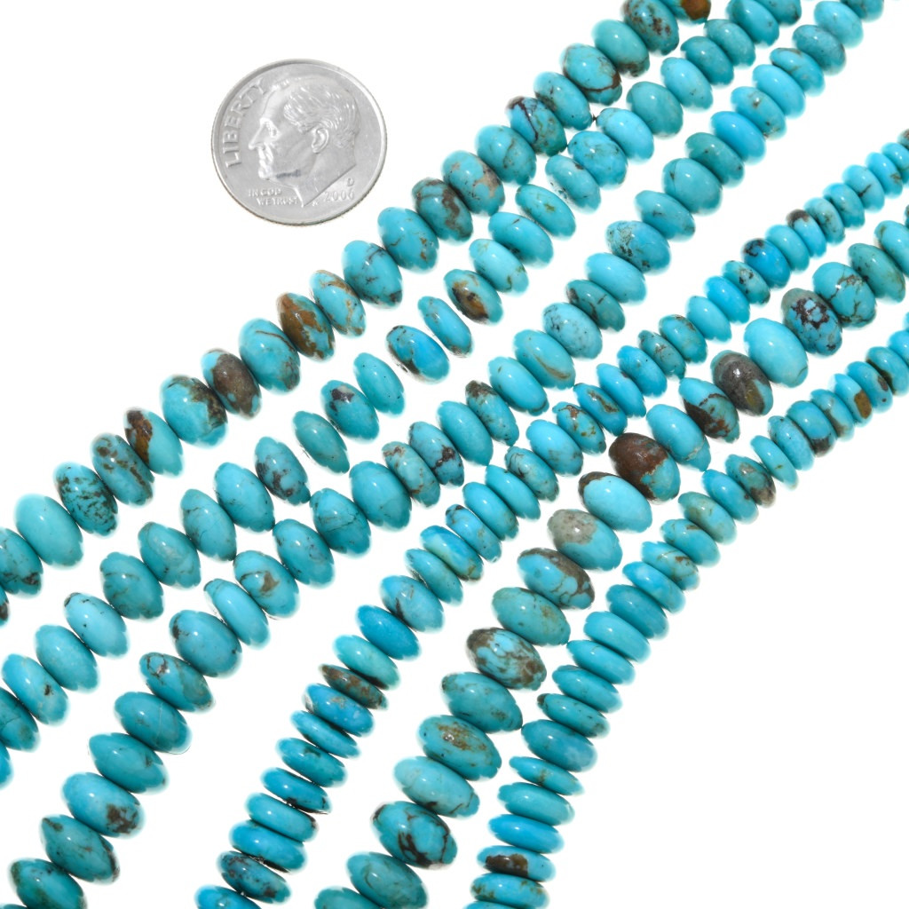 Graduated Real Turquoise Rondelle Beads 5mm to 10mm 37493