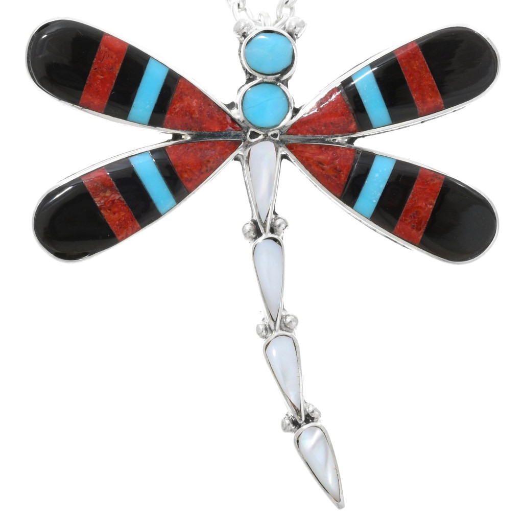 Zuni Dragonfly Pendant Pin Turquoise 