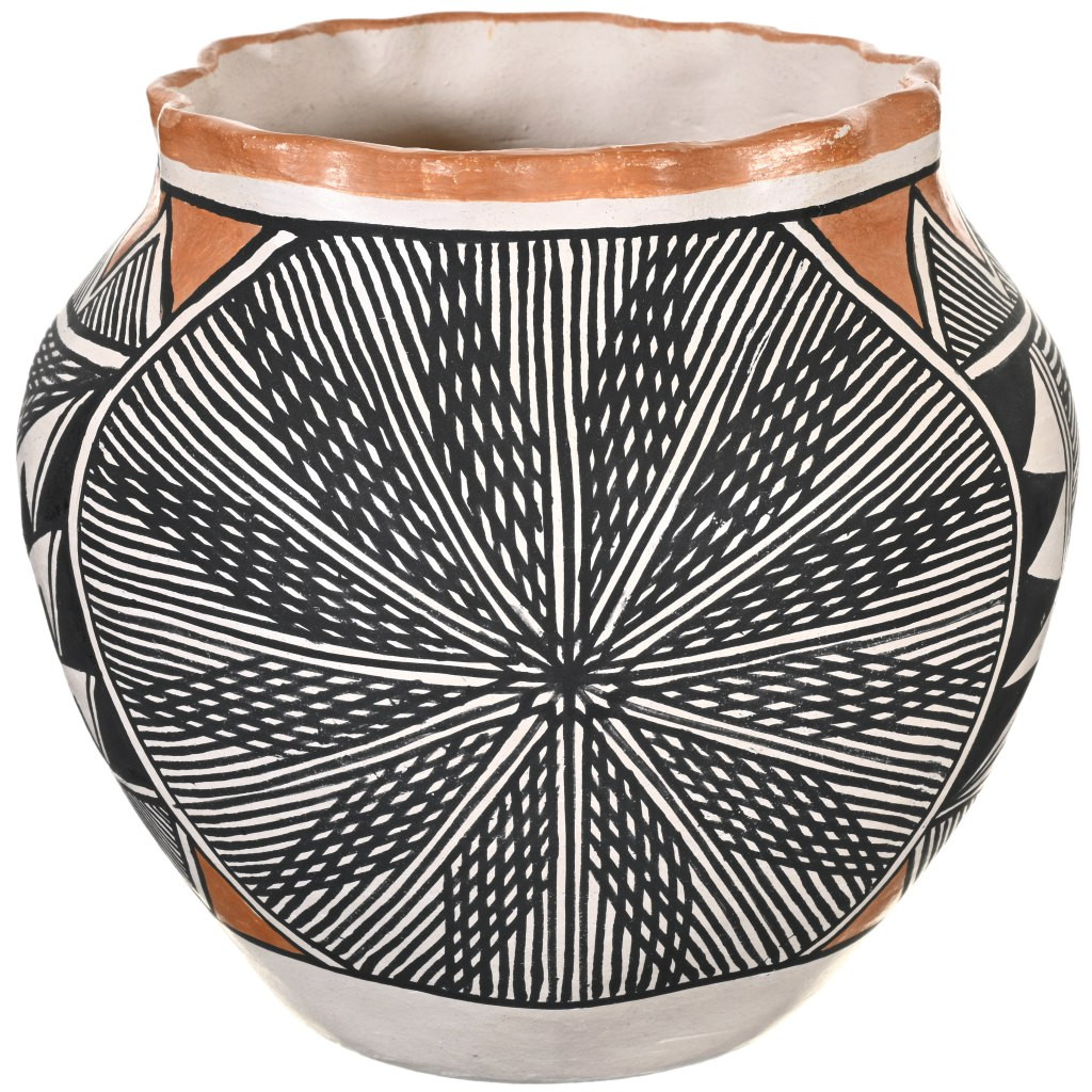 Acoma Pueblo Hand Coiled Polychrome Pottery Jar by S. Phillips 0037