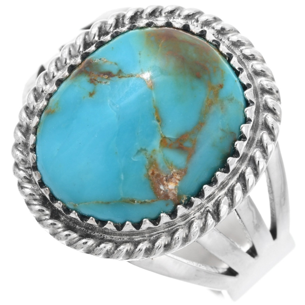 Genuine Bisbee Turquoise Sterling Ladies Navajo Ring 1413