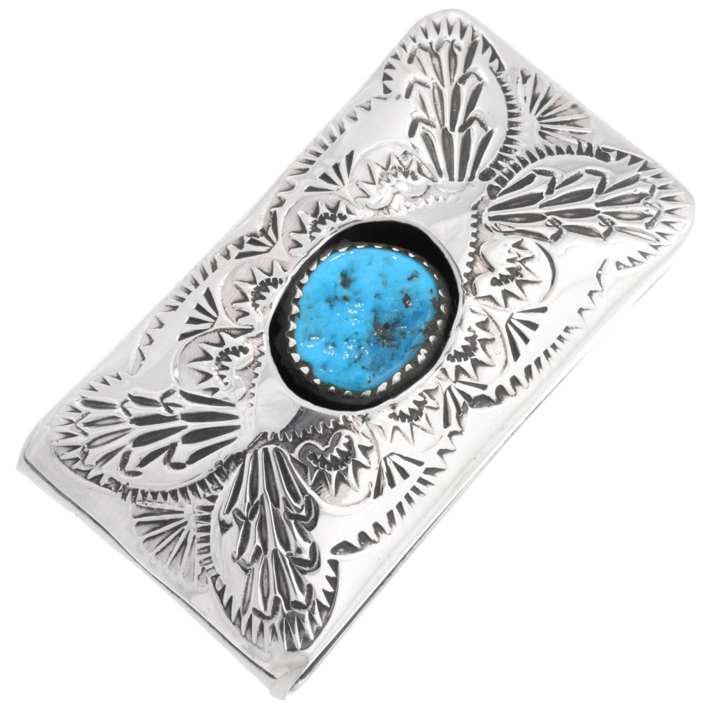 Navajo Style Turquoise Sterling Silver Money Clip 42959