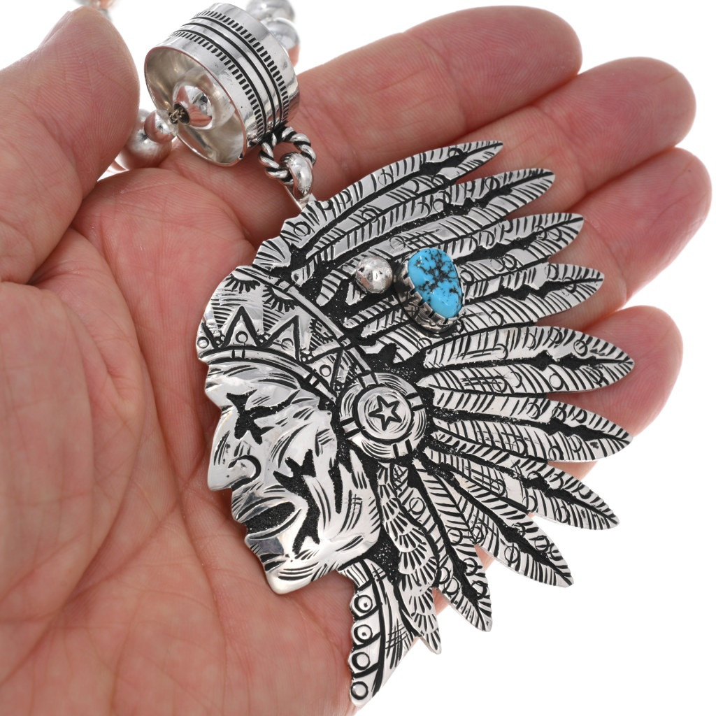 Richard Singer War Cry Native Warrior Sterling Silver Pendant 43041