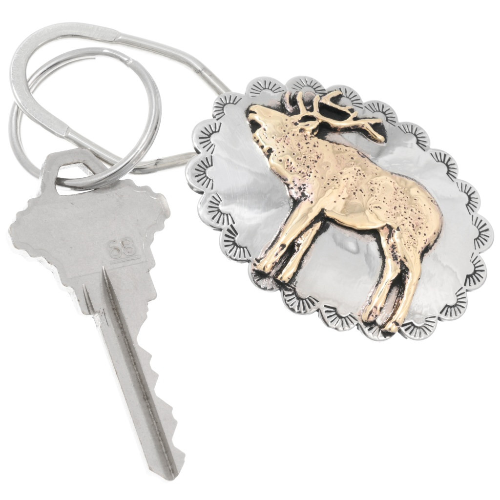 Southwest Native American Elk Concho Design Key Ring by Thomas