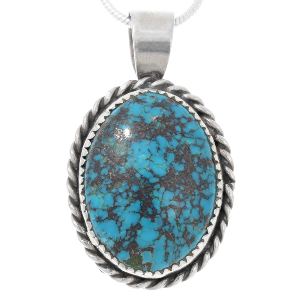 Sterling Silver Turquoise Native American Pendant With Chain 44308