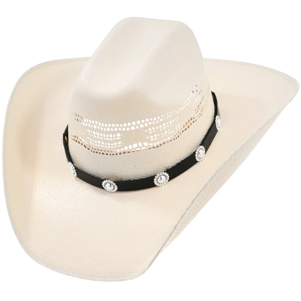 White Western Felt Cowboy Hat with Silver Concho Band Western Concho Band Western Hat Bands For Cowboy Hats Gigi Pip main image 4