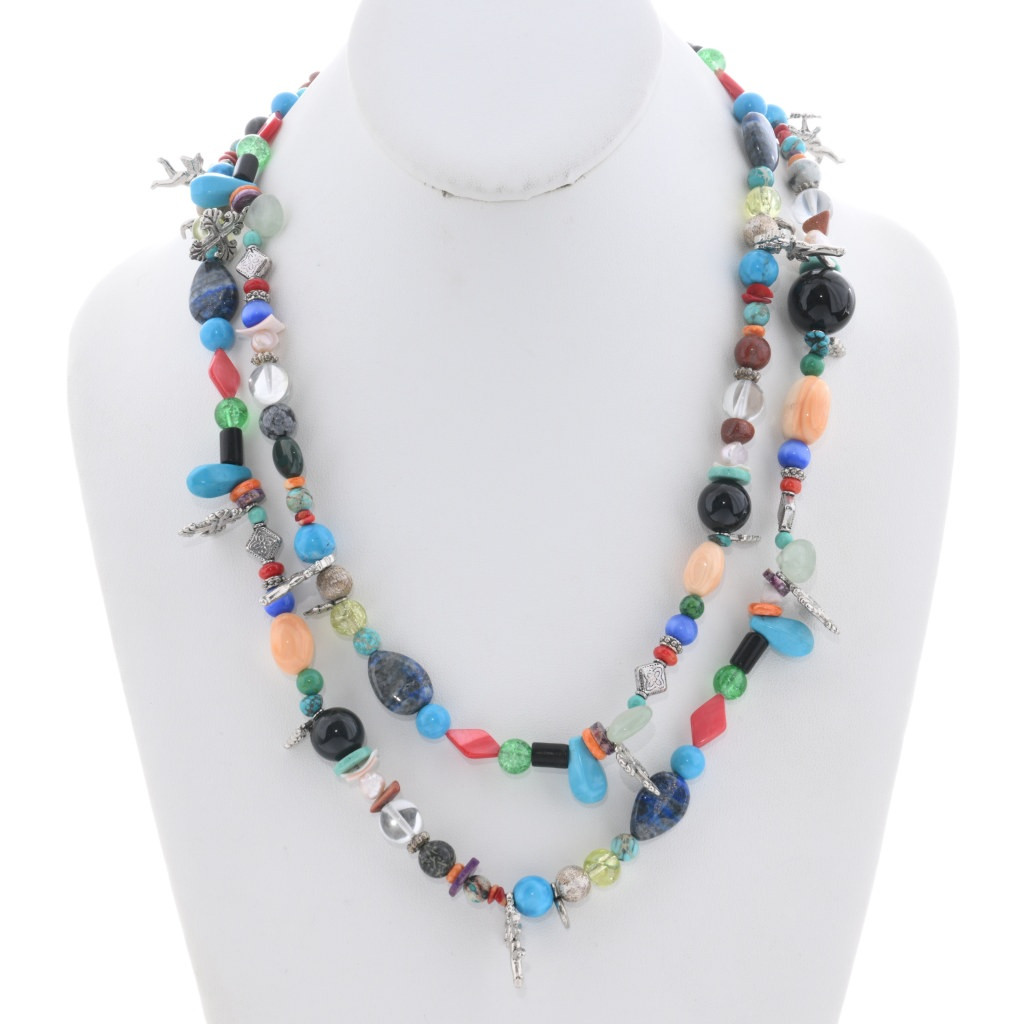 Multi Color Wrap Navajo Treasure Charm Beaded 45 Inch Strand