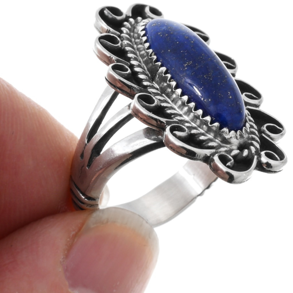 Native American Lapis Silver Pointer Ring 44698