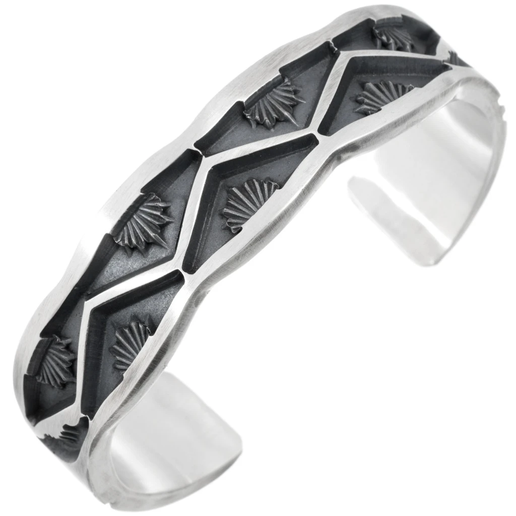 Heavy Gauge Sterling Hammered Silver Mens Cuff 44851