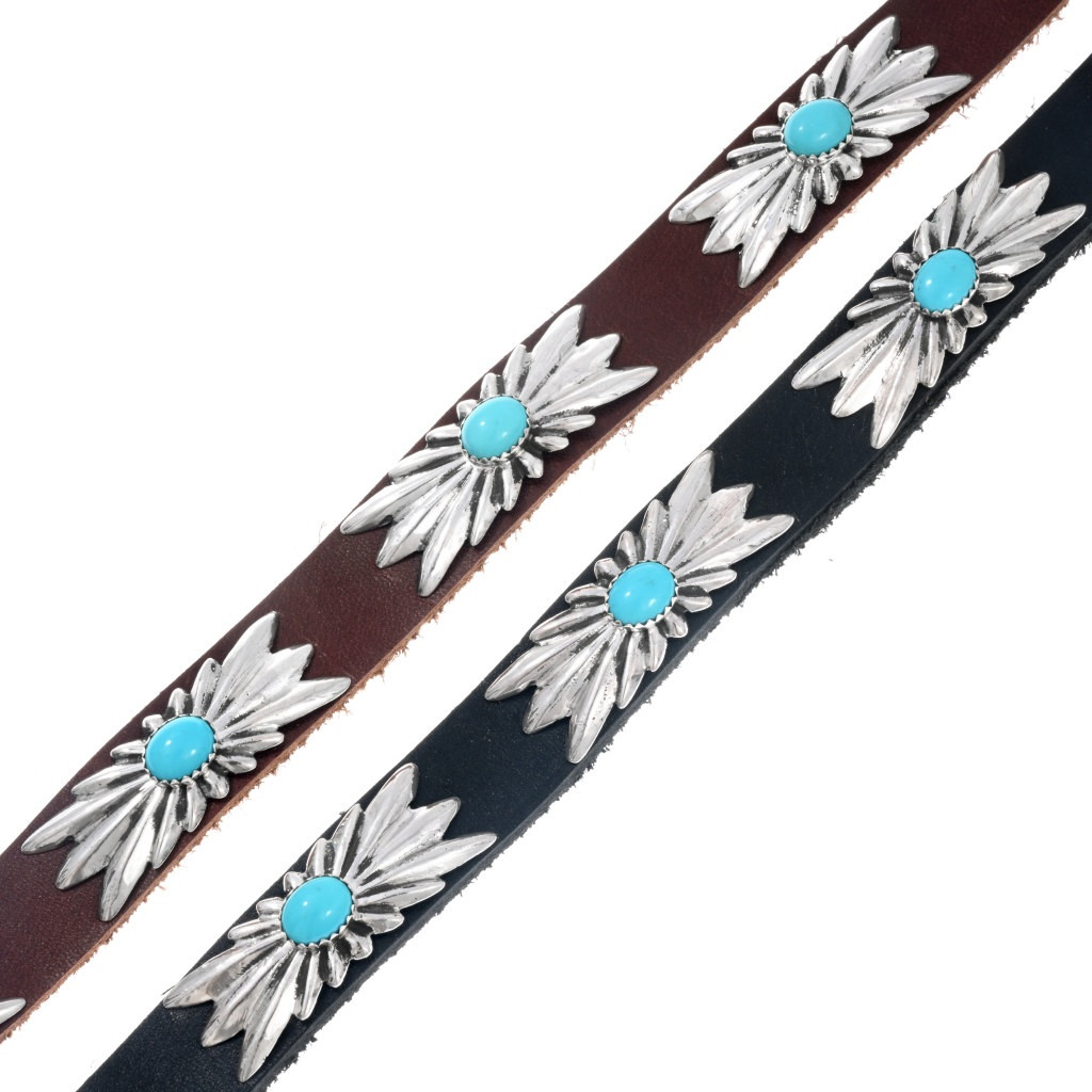 Turquoise Navajo Turq Slab Leather Band + Choice of Boho Hat 985q