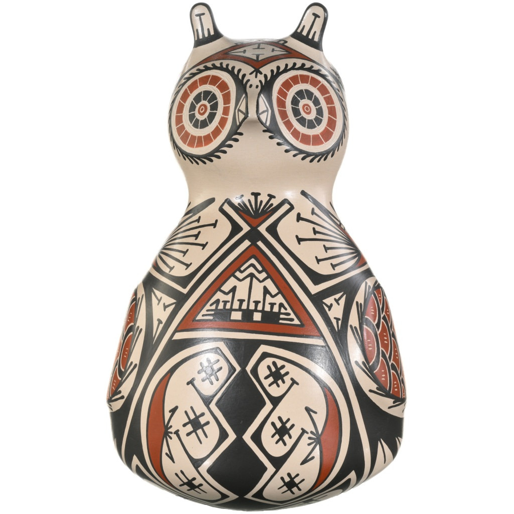 Vintage Polychrome Mata Ortiz Owl Effigy Pottery 46273