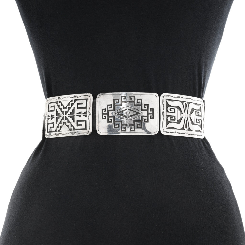 Vintage Navajo Sterling Concho Belt by Jacob Kahe 46389