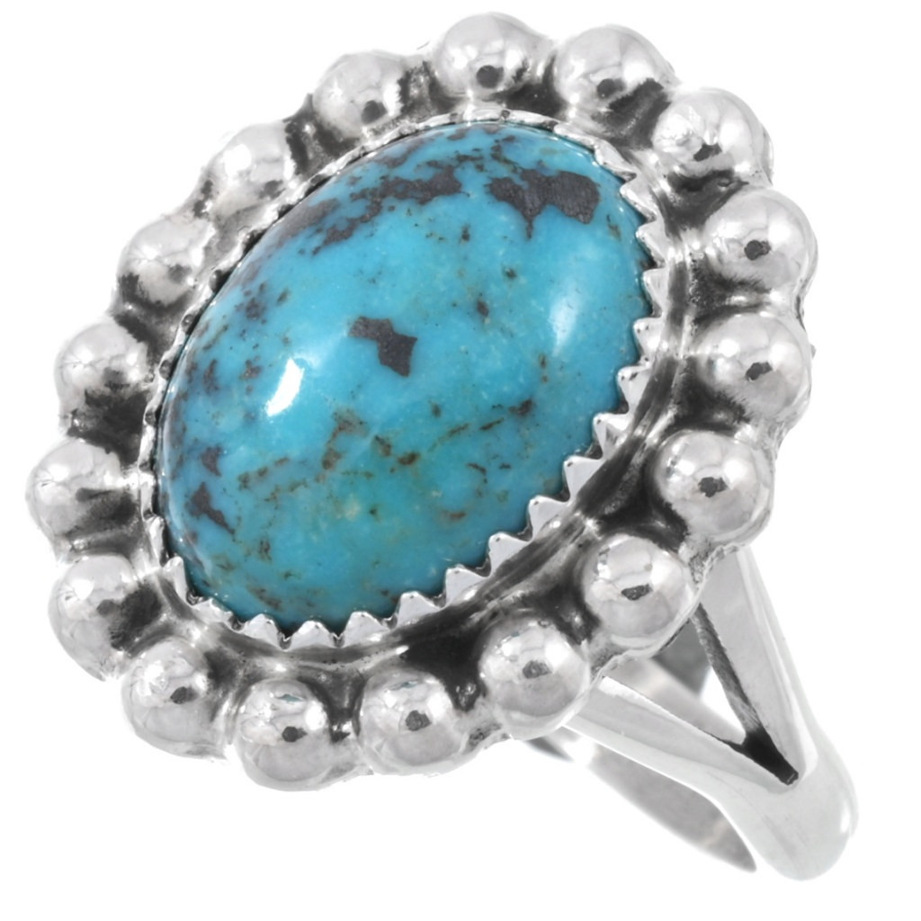 アクセサリー Navajo large Turquoise silver ring@#21 Navajo Ring .925 Silver Nevada Turquoise Artist Signed KK C