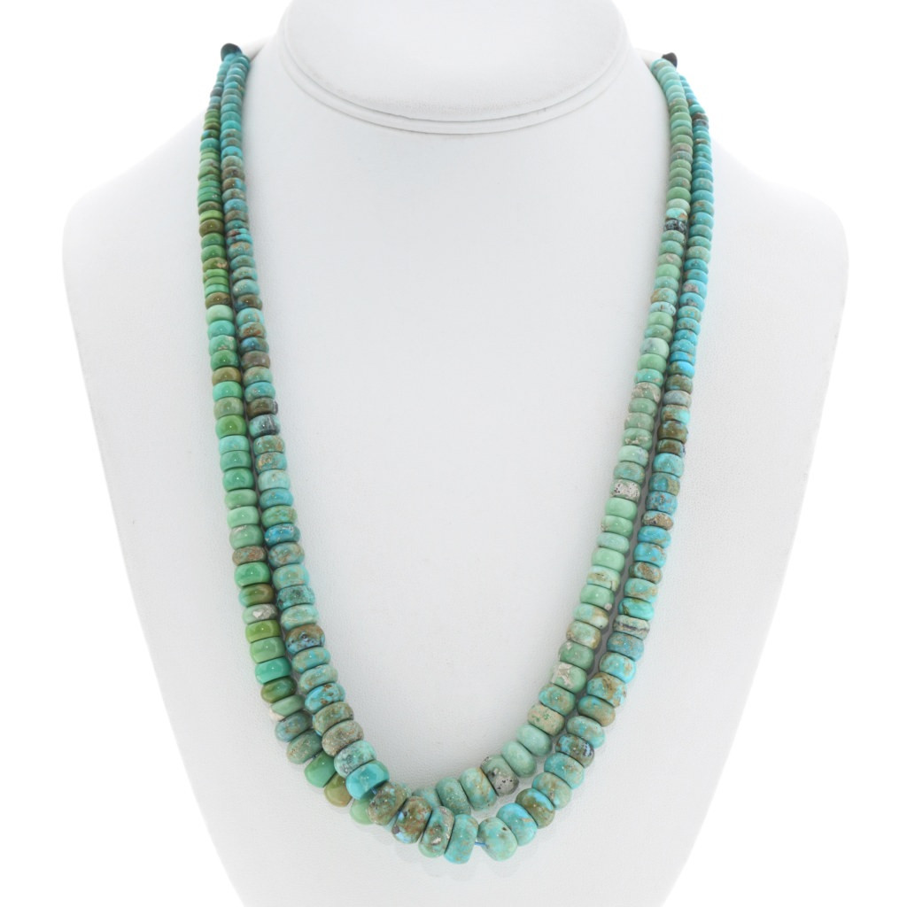 Navajo Hand Strung All Natural Tibet Turquoise Two Strand Necklace
