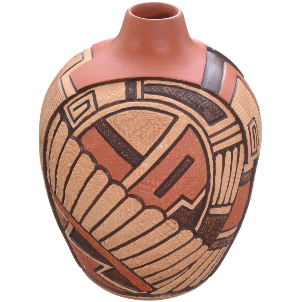 工芸品  Pampula vase 90mm Vintage Hopi Polychrome Pottery Vase Hand Carved By Tom Polacca 47017