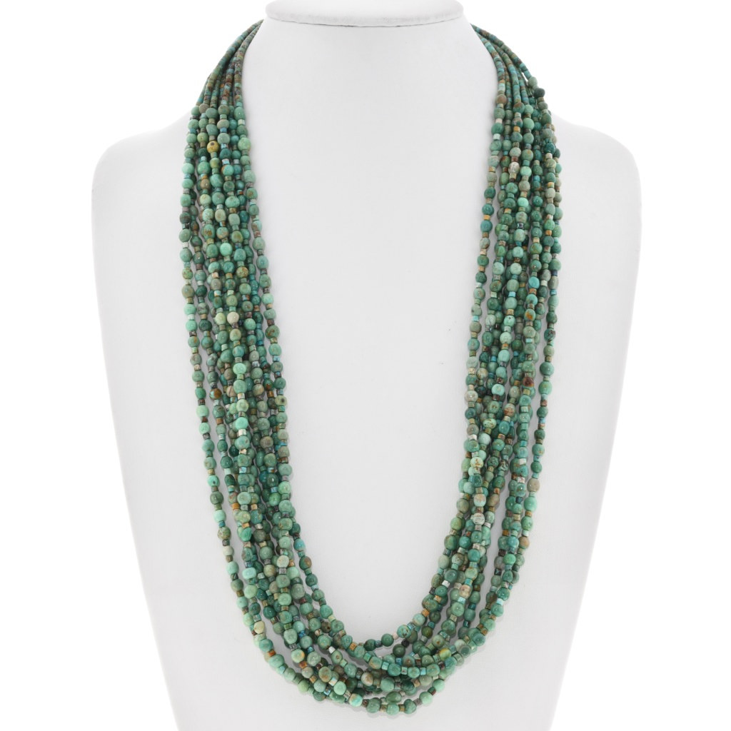 Navajo Ten Strand Turquoise Bead Heishi Necklace 47124