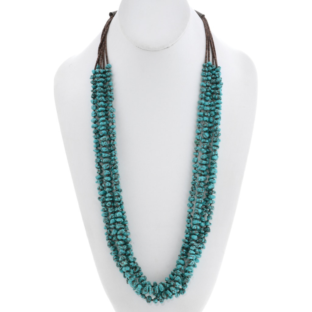 Vintage Old Fox Turquoise Nugget Five Strand Extremely Fine Heishi