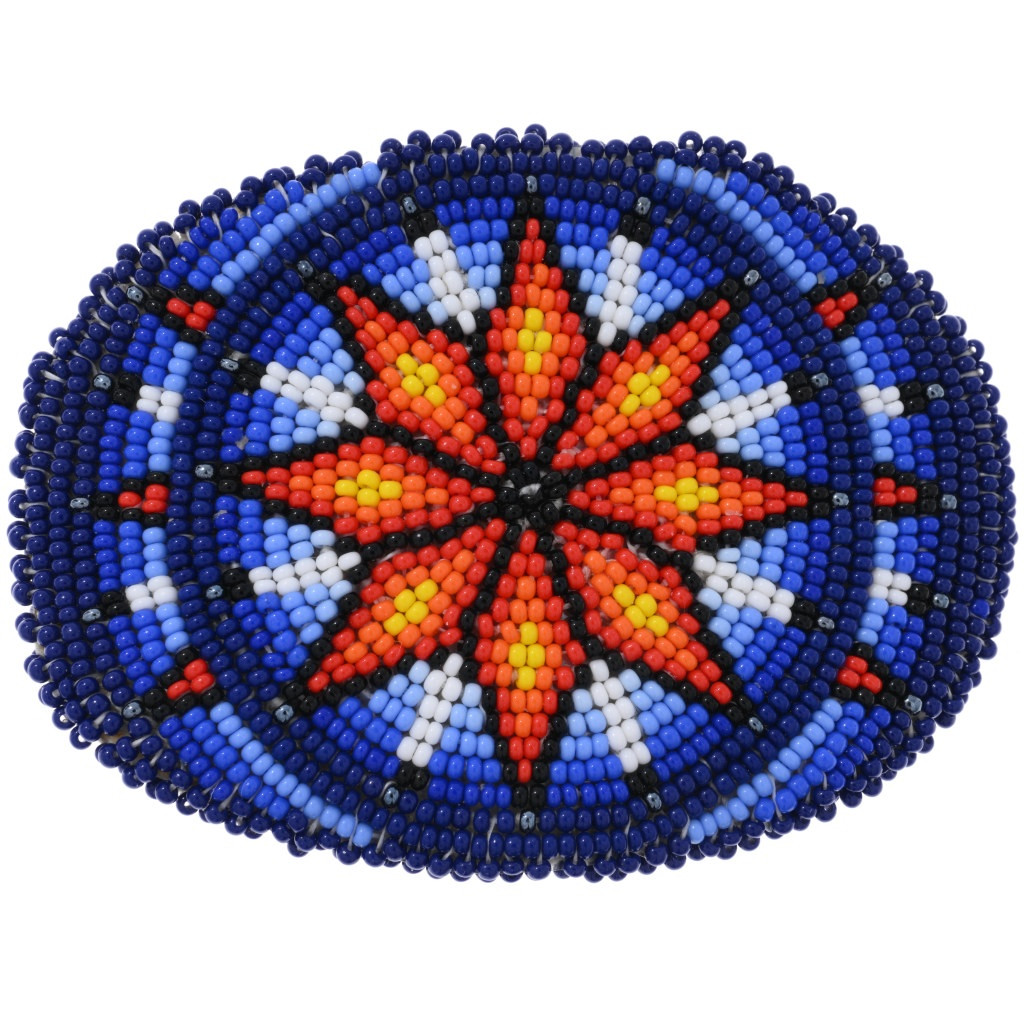Vintage Starburst Flower Style Seed Bead Belt Buckle Native Style