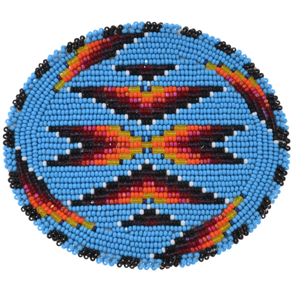 Unisex Large Vintage Native American Seed Bead Belt Buckle 47238 1
