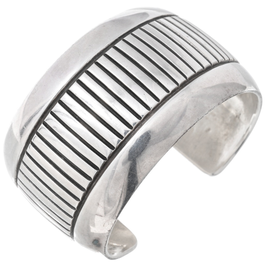 Vintage Hammered Silver Navajo Cuff Heavy Gauge Sterling Ron