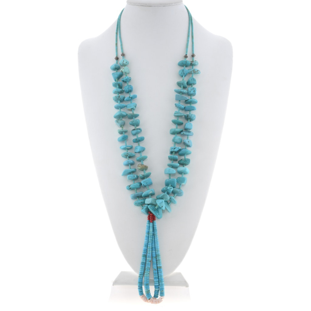 Hand Beaded Vintage Pueblo Turquoise Nugget Traditional Jacla
