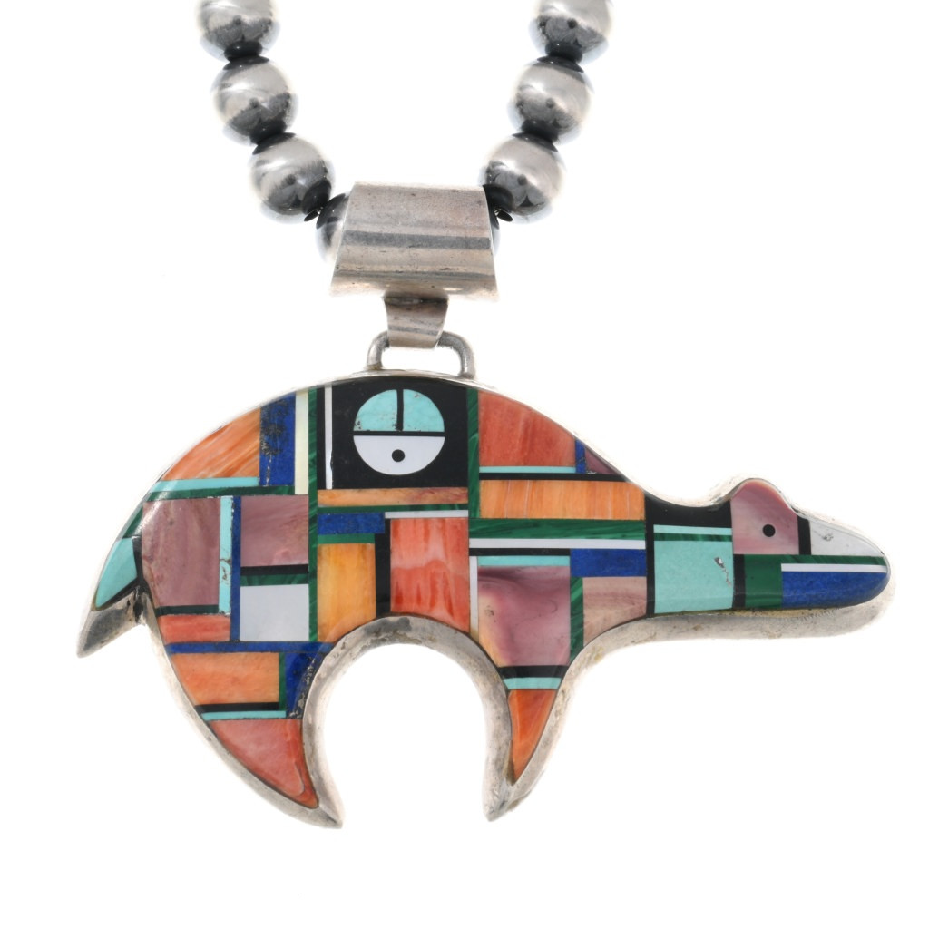 Yellowhorse Vintage Bear Inlaid Turquoise Shell Navajo