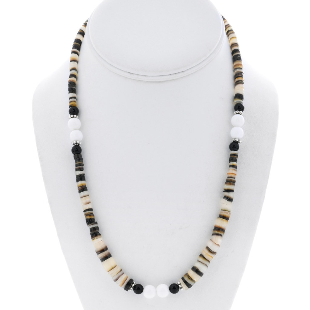 Brown Oyster Shell Heishi Hand Beaded Navajo Necklace By Lula