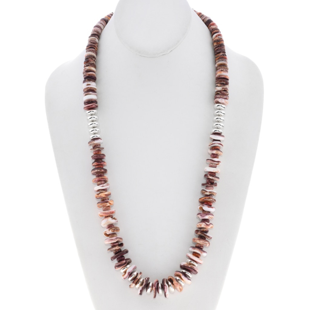 Purple Spiny Oyster Shell Navajo Heavy Beaded Sterling Silver