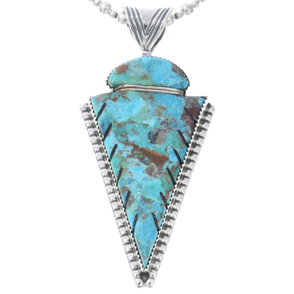Turquoise Arrowhead Sterling Silver Pendant 47972