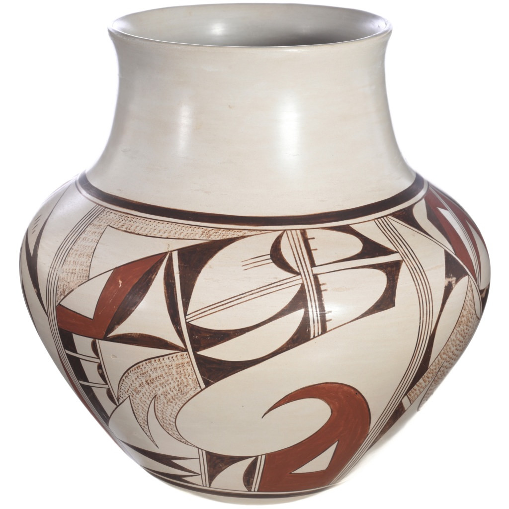 Vintage Hopi-Tewa Frog Woman Polychrome Pottery Olla by Joy