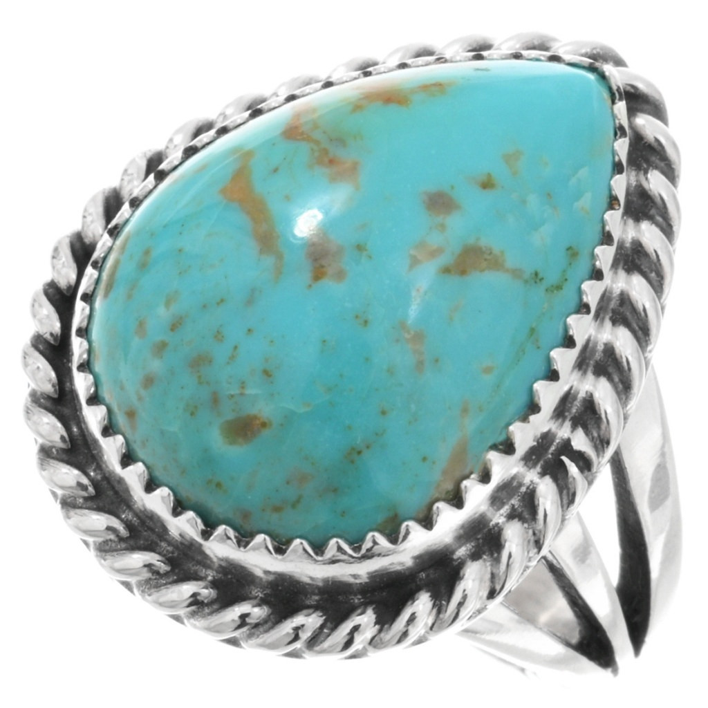 Patagonia Turquoise Sterling Silver Native American Teardrop Ring