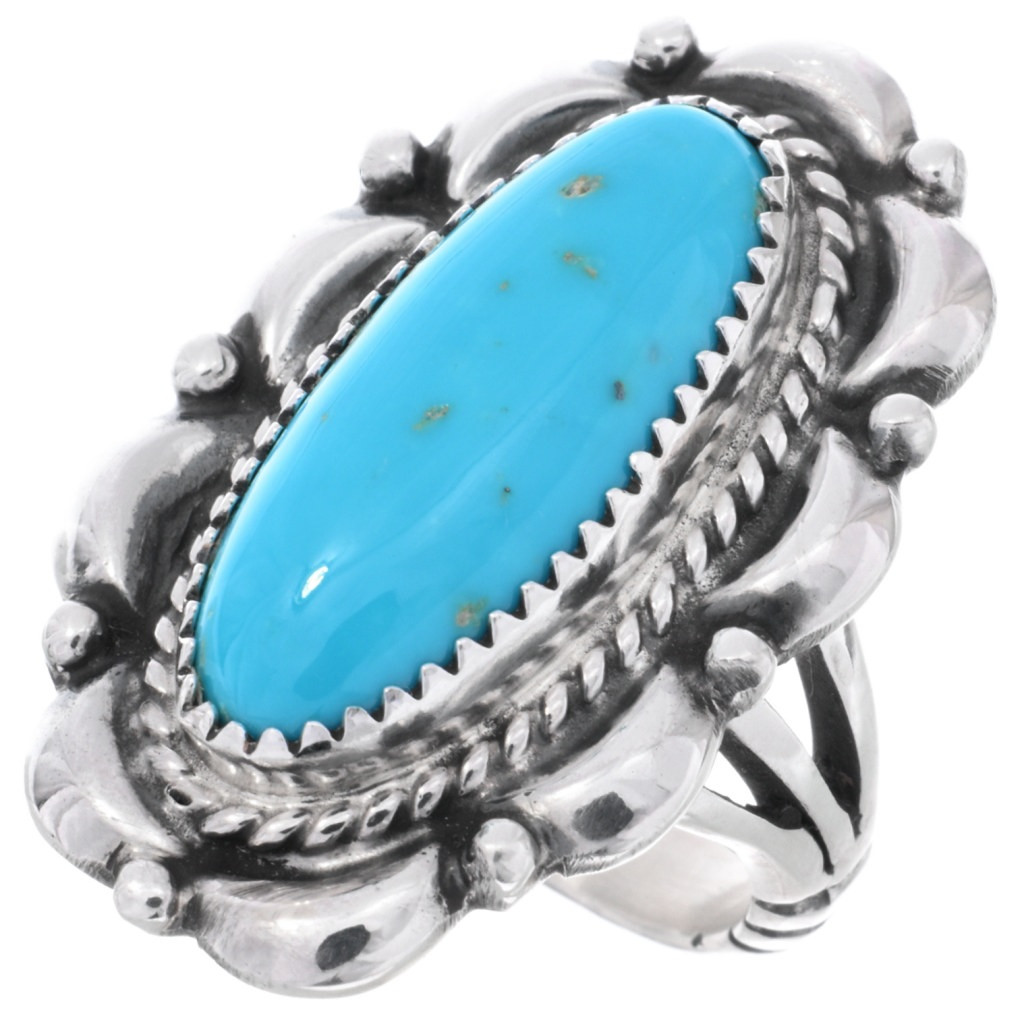 Native American Sterling Silver Oval Sleeping Beauty Turquoise
