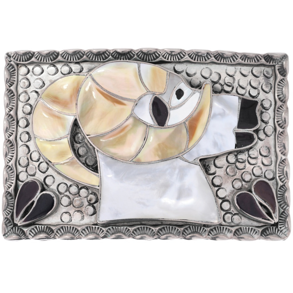 アクセサリー ODJ CHIEN 66 Vintage Zuni Inlay Bighorn Sheep Belt Buckle by Bobby and Corraine