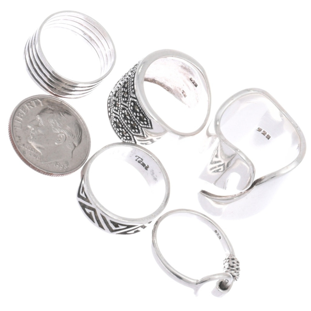 Five Sterling Silver Estate Rings Size 5 45535