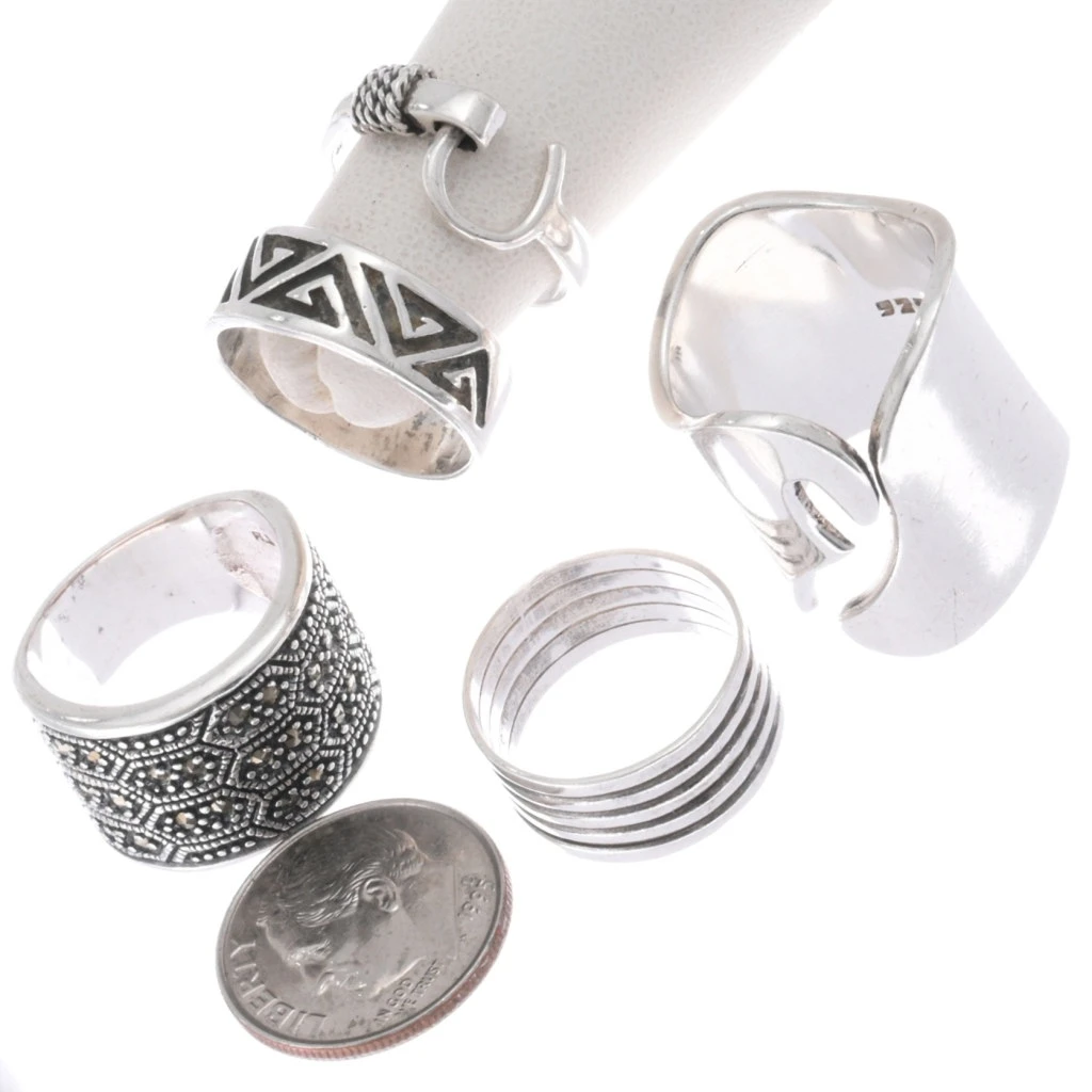 Five Sterling Silver Estate Rings Size 5 45535