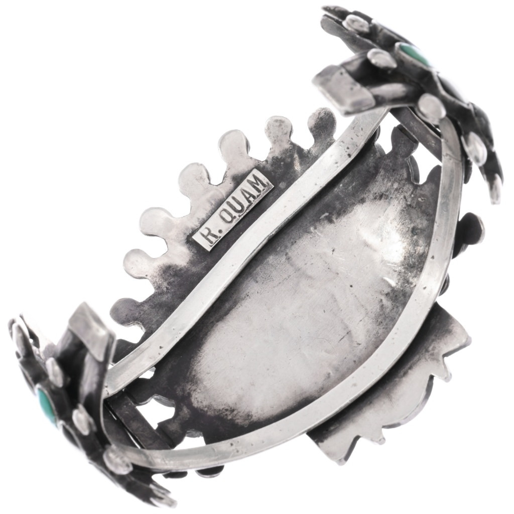 Vintage Quam Zuni Inlay Bracelet Sterling Native American Chief Circa ...